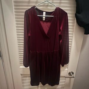 Burgundy Velvet Dress